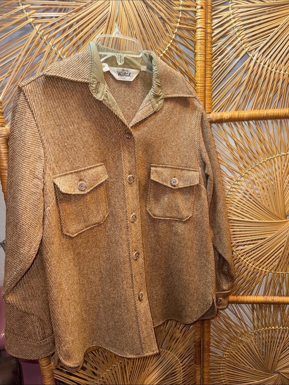 Vintage Woolrich Tweed Wool Chore Shirt Coat sz 16